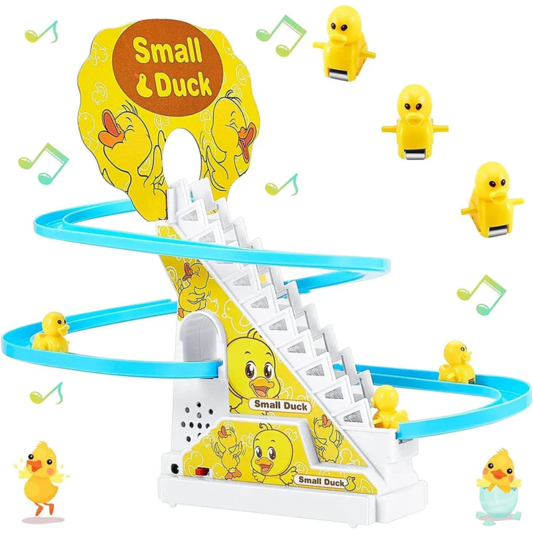 Duck Track Toy for Kids | Automatic Stair Climbing Ducks | Lights and Music | Includes 3 Small Ducks