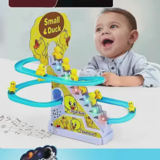 Duck Track Toy for Kids | Automatic Stair Climbing Ducks | Lights and Music | Includes 3 Small Ducks